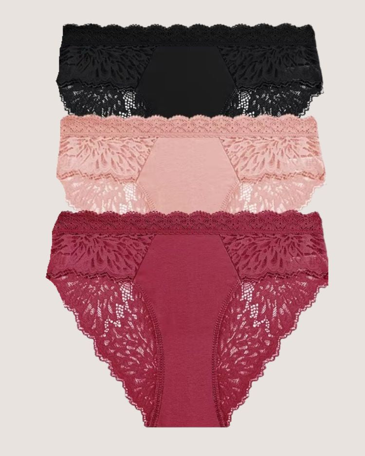3-Pack: Romantic Low-Rise Lace Briefs - Voldara