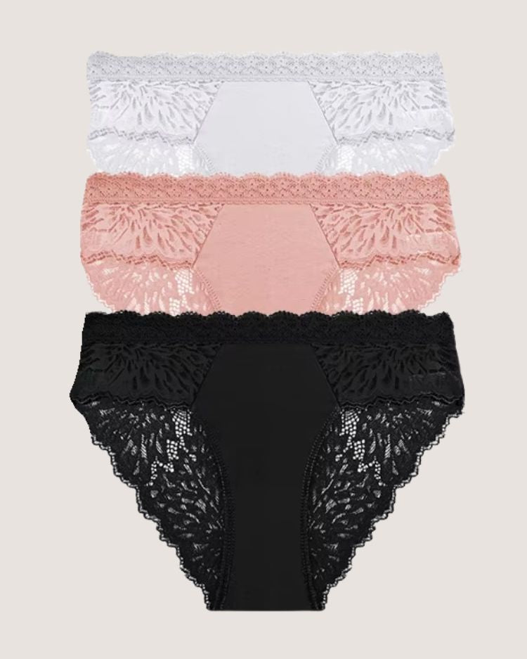 3-Pack: Romantic Low-Rise Lace Briefs - Voldara
