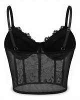 Black Sheer Mesh Corset Top - Voldara