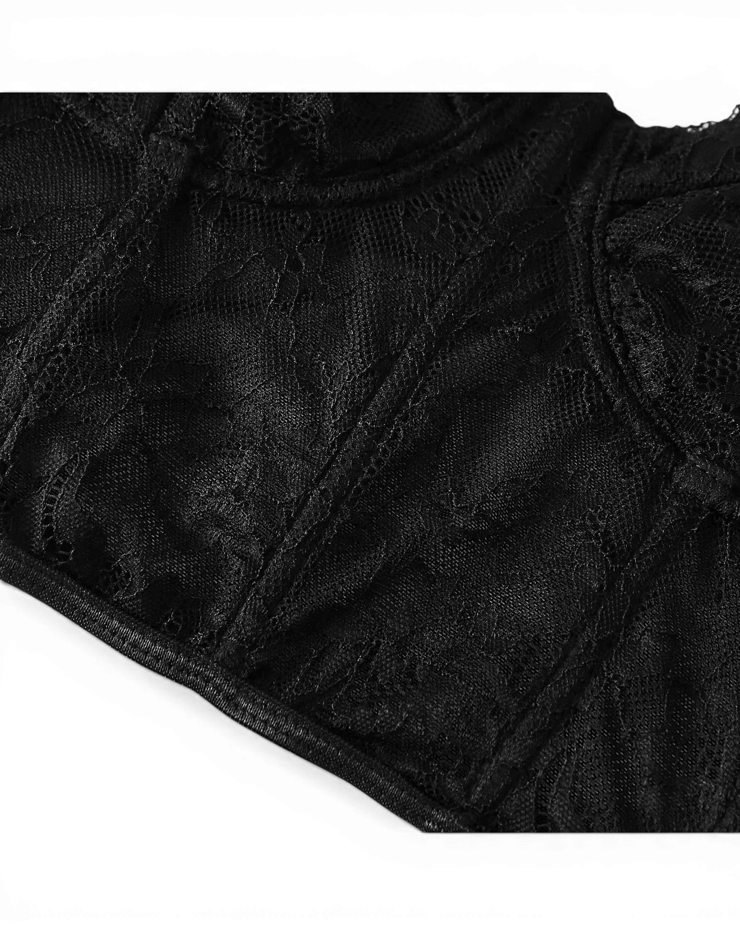Black Sheer Mesh Corset Top - Voldara