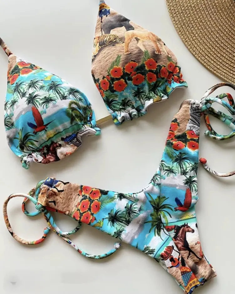 Exotica Padded Halter Bikini Set - Voldara