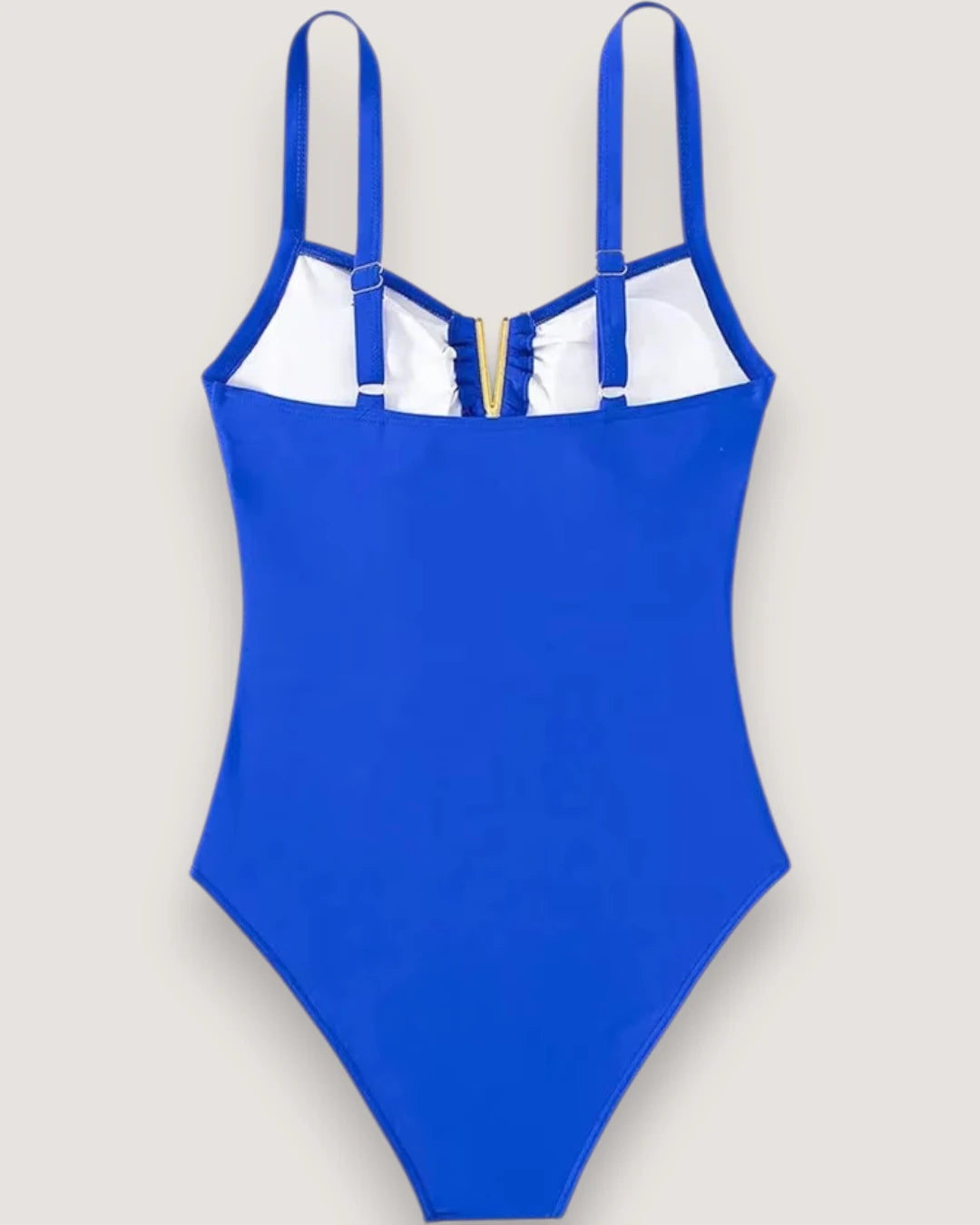 Pleated V-Neck High-Cut Swimsuit - Voldara
