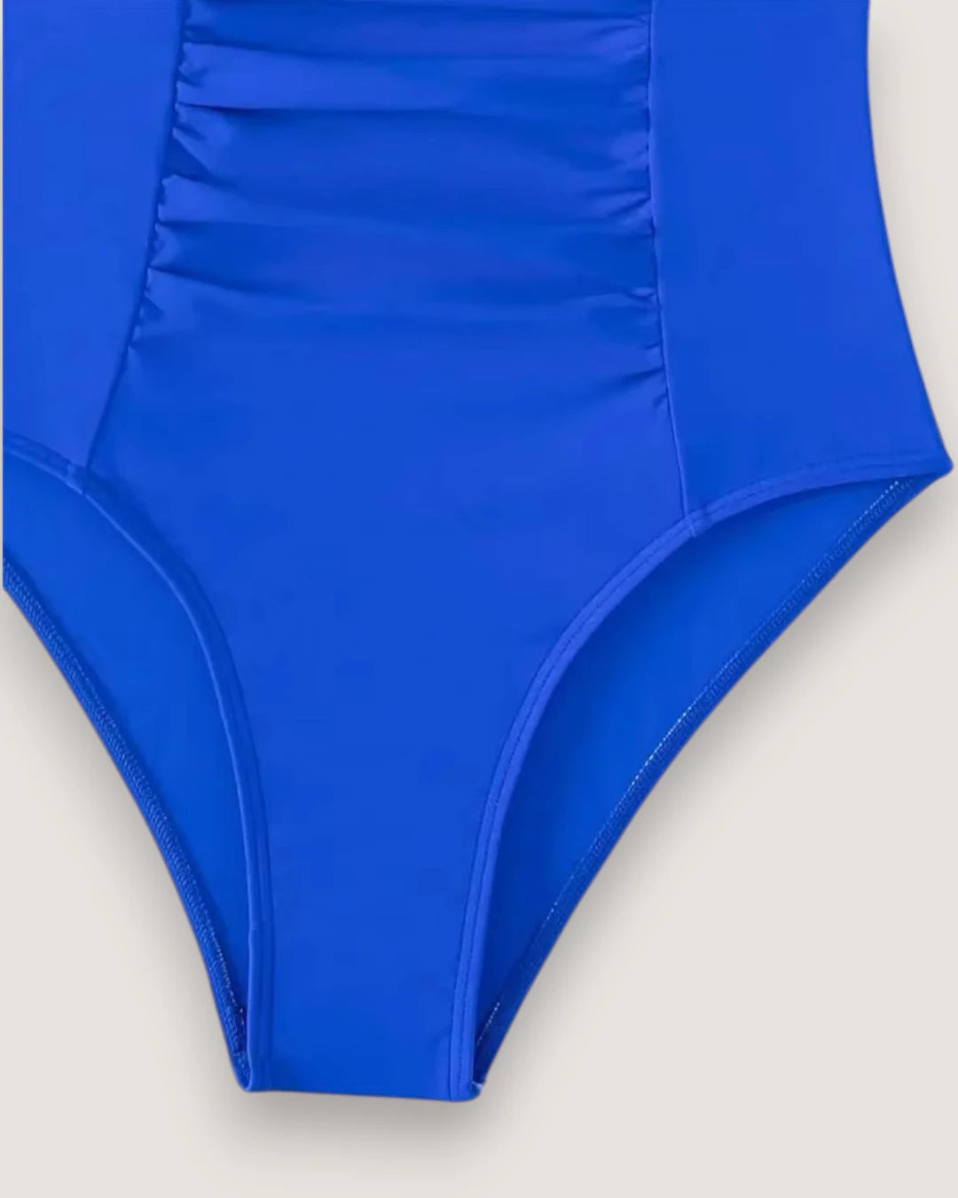 Pleated V-Neck High-Cut Swimsuit - Voldara