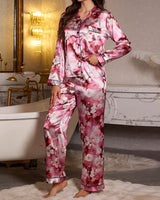 Floral Silk-Touch Satin Pyjama Set - Voldara