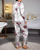 Floral Silk-Touch Satin Pyjama Set - Voldara