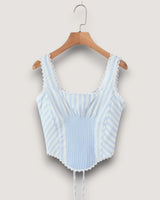 Striped Corset Crop Top - Voldara