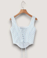Striped Corset Crop Top - Voldara