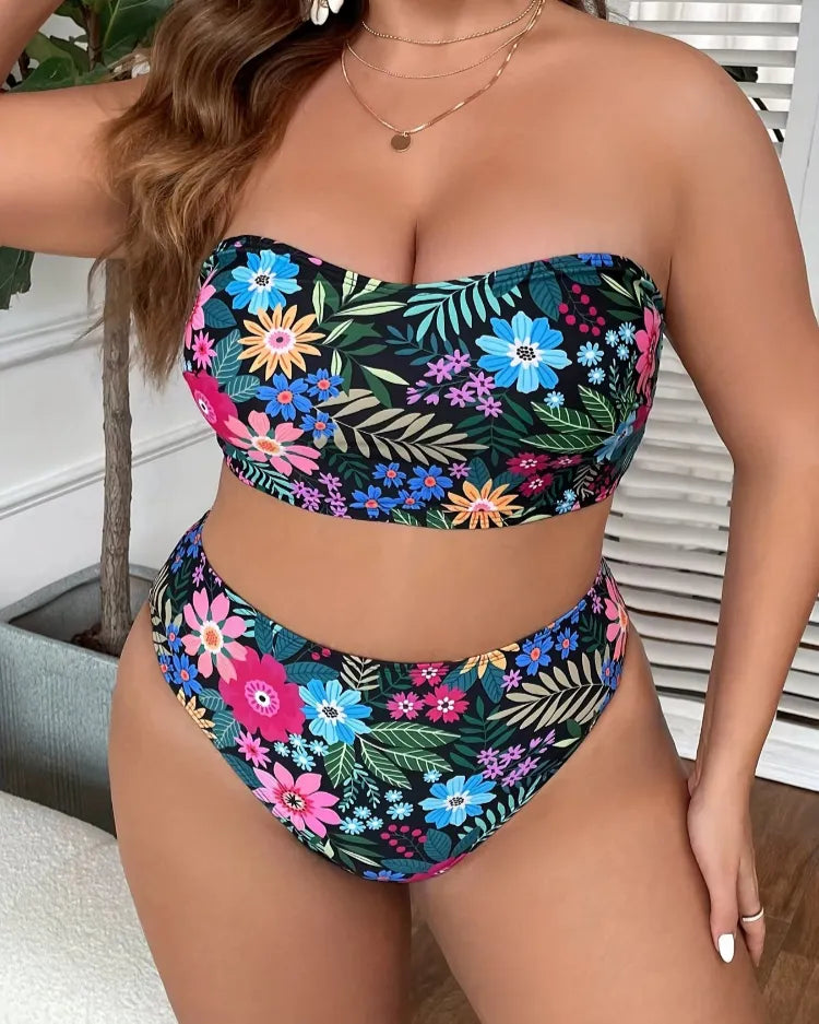 Bandeau High-Waist Bikini Set - Voldara