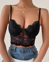 Black Sheer Lace Bustier - Voldara