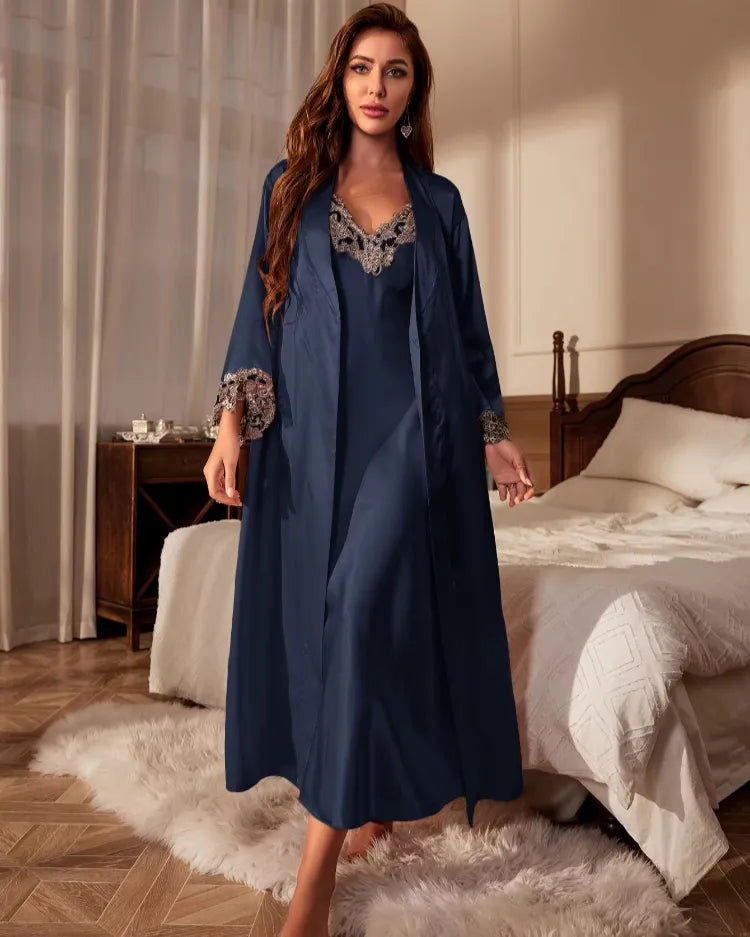 Contrast Lace Loungewear Set - Voldara