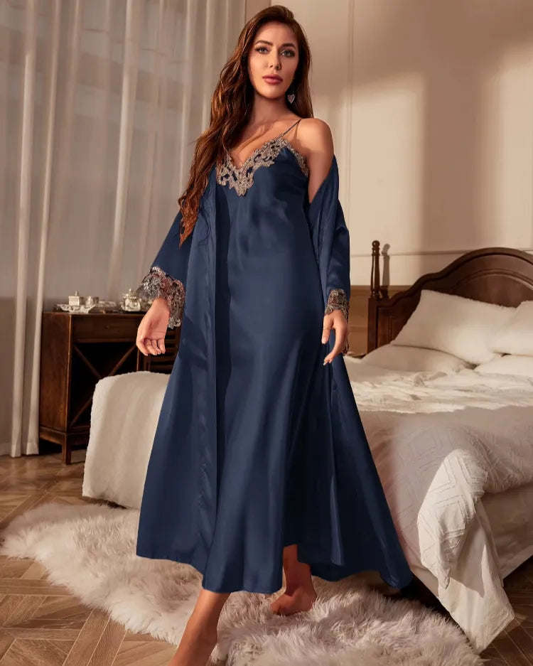 Contrast Lace Loungewear Set - Voldara