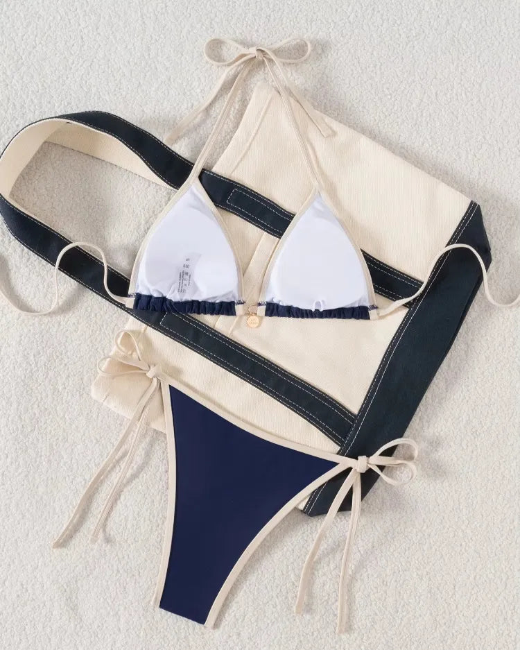 Cross-Back Tie-Side Bikini Set - Voldara