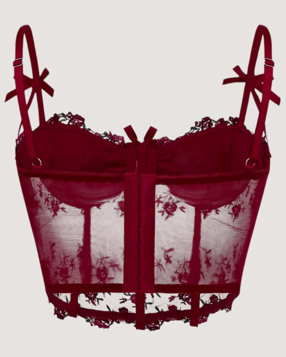 Embroidered Mesh Corset Top - Voldara