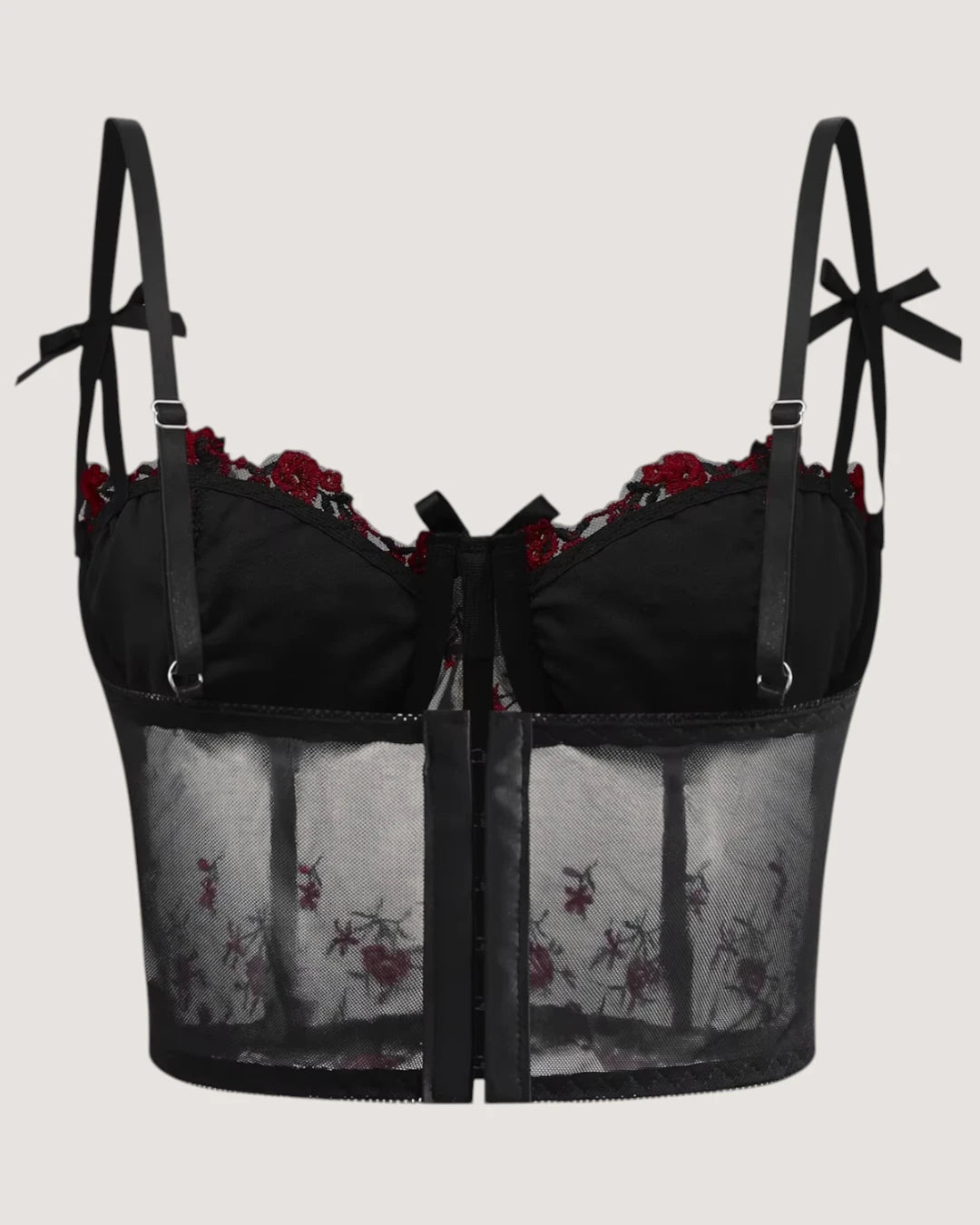 Embroidered Mesh Corset Top - Voldara