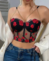 Floral Embroidered Bustier Top - Voldara