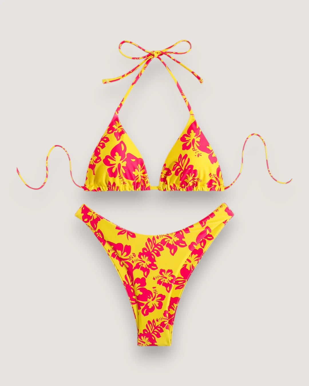 Floral Lace-Up Bikini Set - Voldara