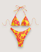 Floral Lace-Up Bikini Set - Voldara