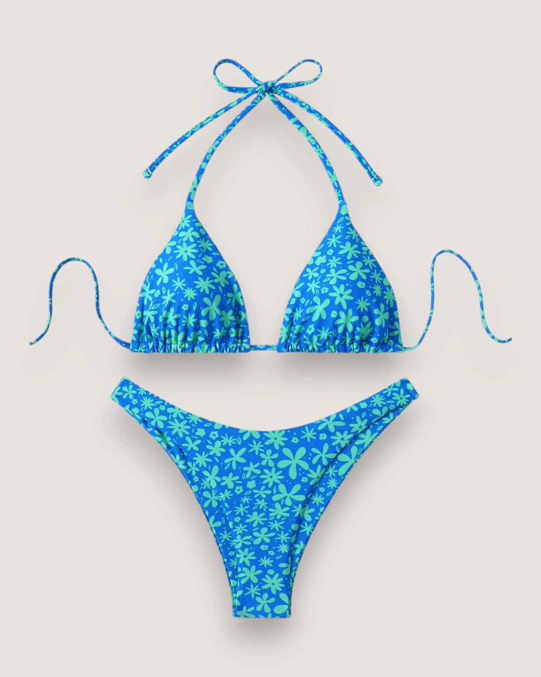 Floral Lace-Up Bikini Set - Voldara