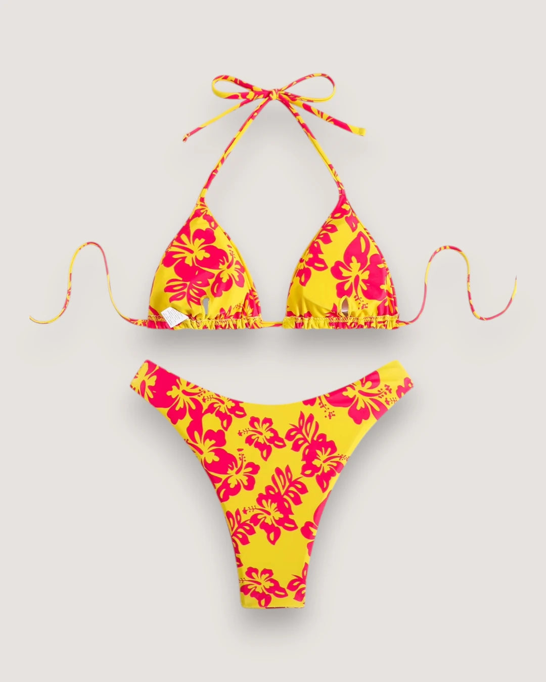Floral Lace-Up Bikini Set - Voldara