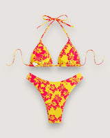 Floral Lace-Up Bikini Set - Voldara