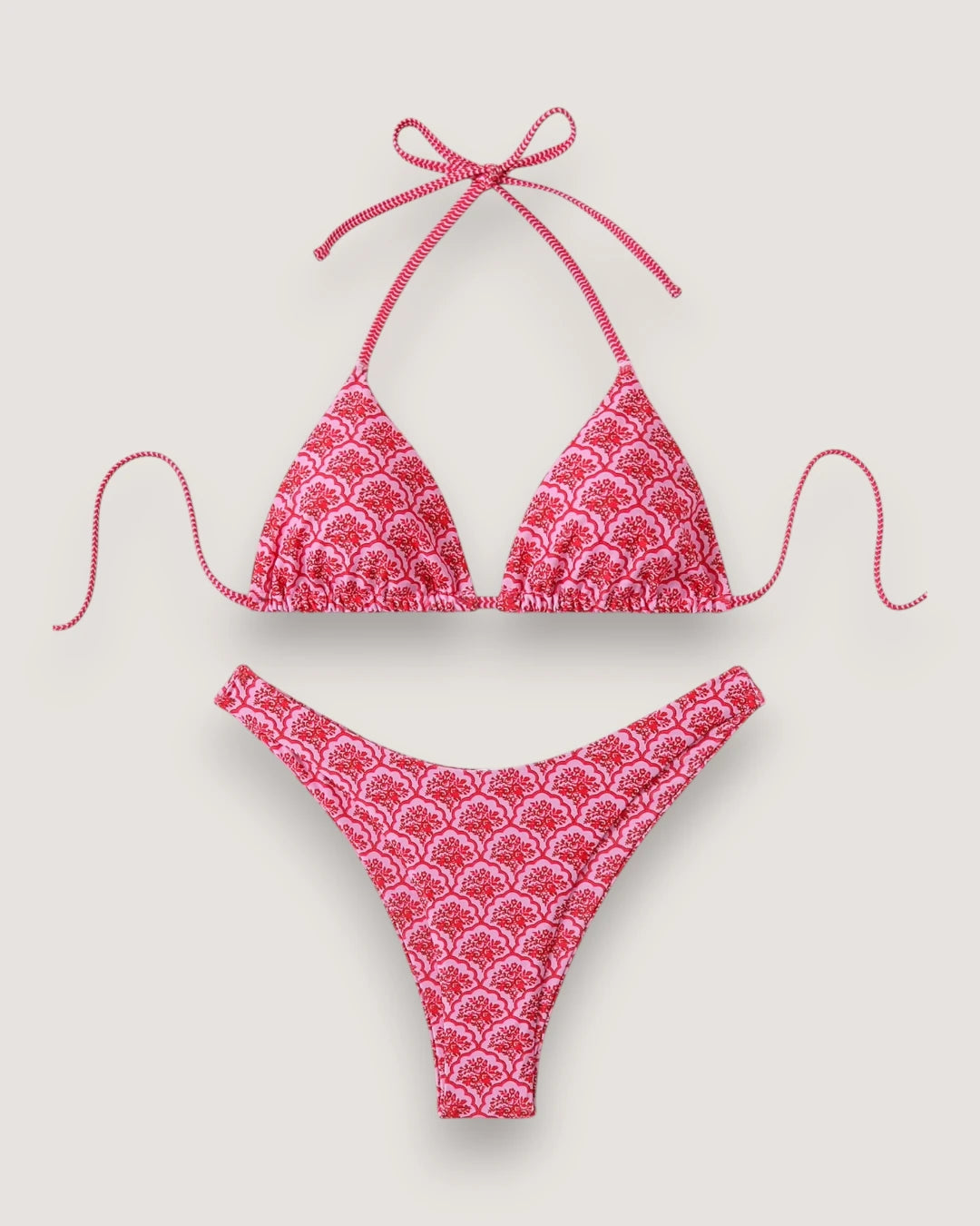 Floral Lace-Up Bikini Set - Voldara