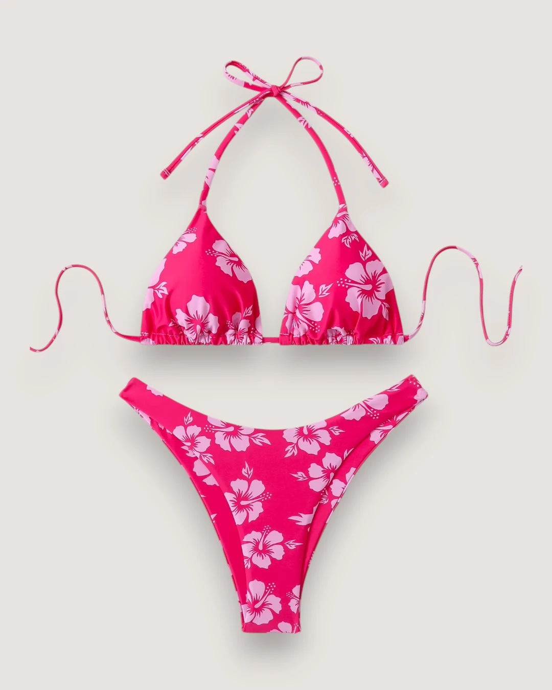 Floral Lace-Up Bikini Set - Voldara