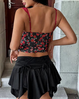 Floral Lace-Up Bustier Top - Voldara