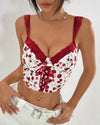 Floral Lace-Up Bustier Top - Voldara