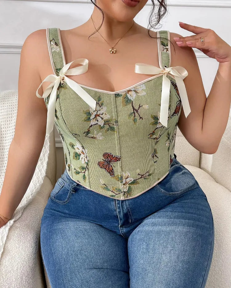 Floral Print Corset Top - Voldara