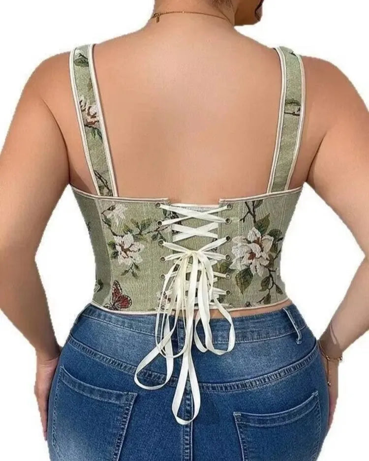 Floral Print Corset Top - Voldara