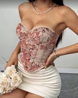 Floral Strapless Bustier Top - Voldara