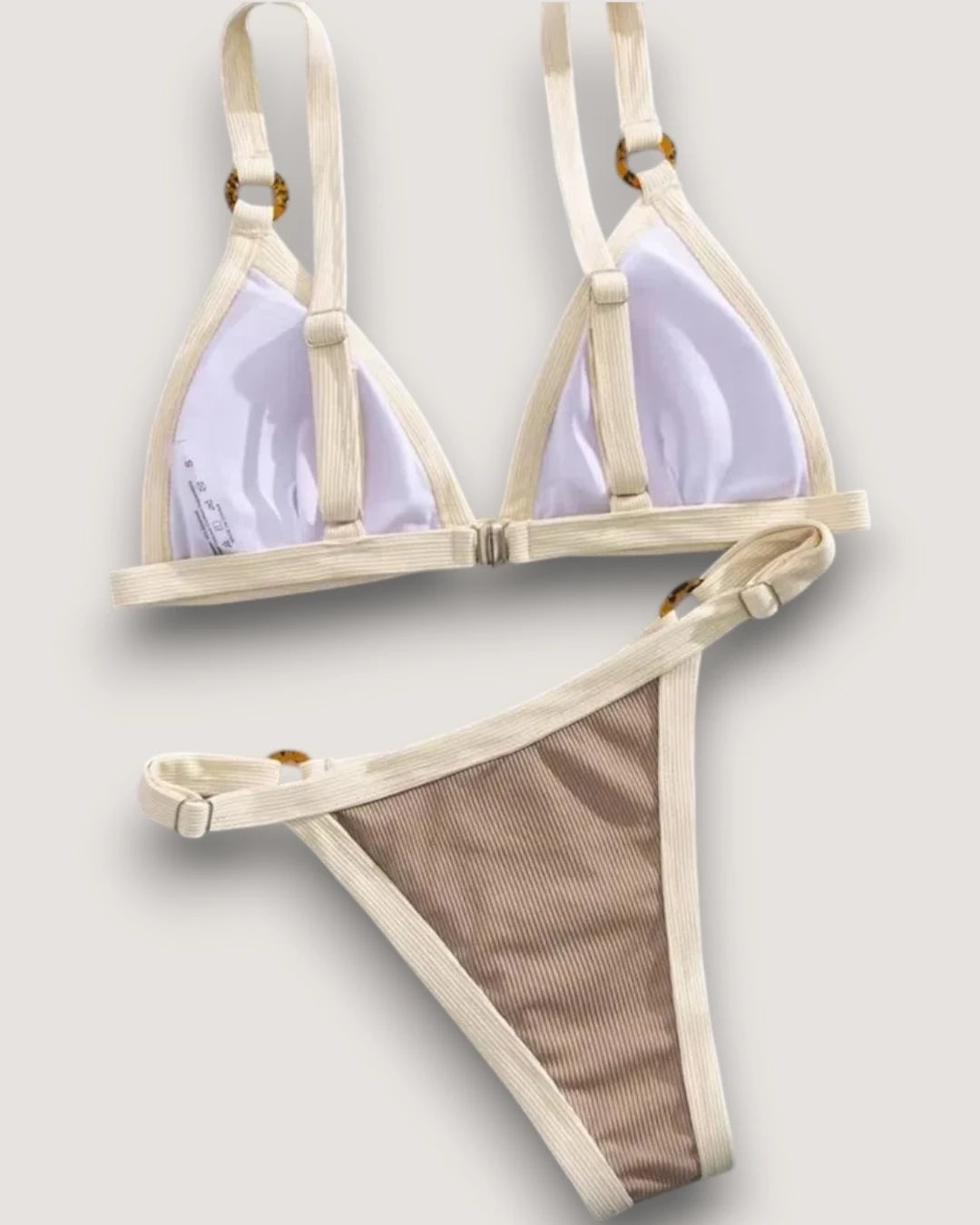 High-Cut Ribbed Ring Bikini Set - Voldara