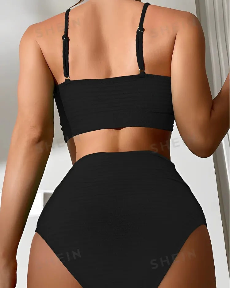 High-Waist Strappy Bikini Set - Voldara