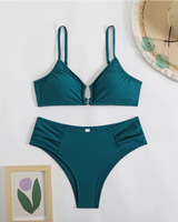 Regular-Waisted Padded Bikini Set - Voldara