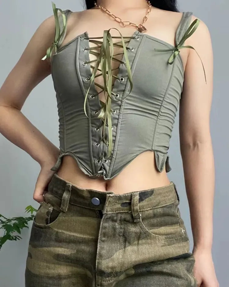 Lace-Up Corset Top - Voldara