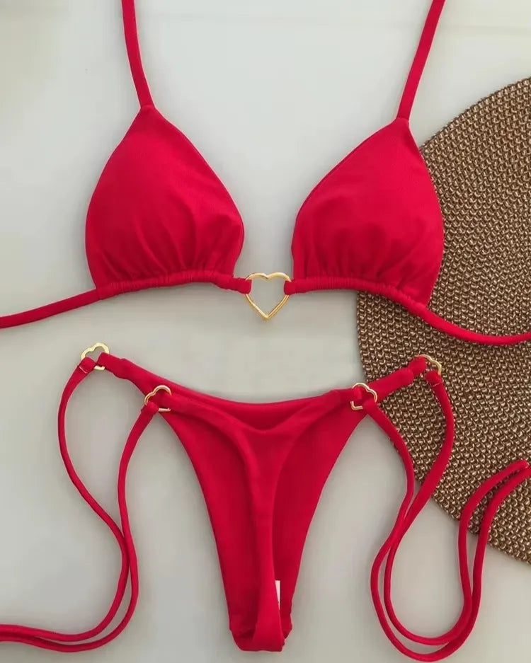 Low-Waist Lace-Up Bikini Set - Voldara