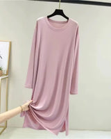 Modal Cotton Long-Sleeve Nightdress - Voldara