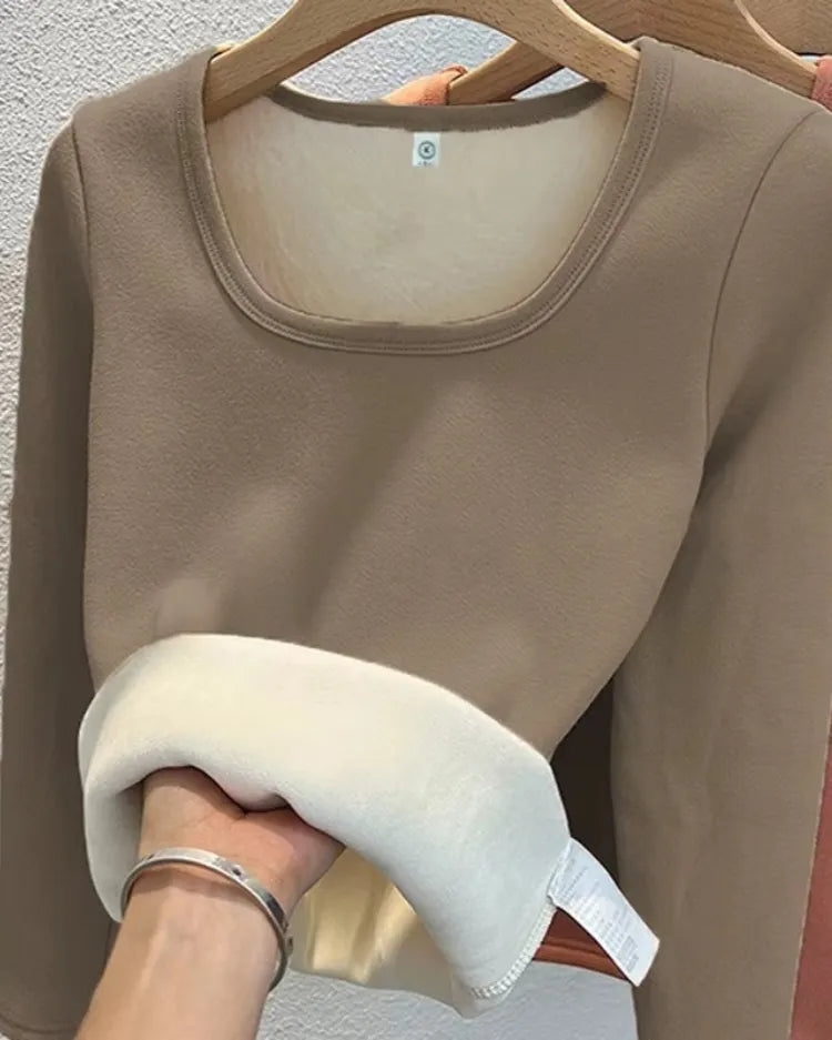 Plush Fleece Square Neck Top - Voldara