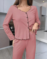 Ribbed Cardigan Pyjama Set - Voldara