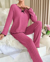 Ribbed Long-Sleeved Pyjama Set - Voldara