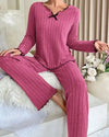 Ribbed Long-Sleeved Pyjama Set - Voldara