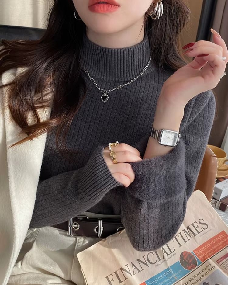 Ribbed Plush Thermal Turtleneck - Voldara