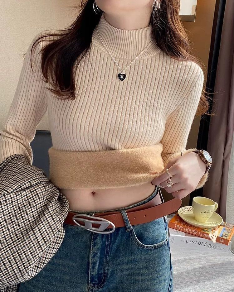 Ribbed Plush Thermal Turtleneck - Voldara