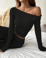 Ribbed Round-Neck Loungewear Set - Voldara