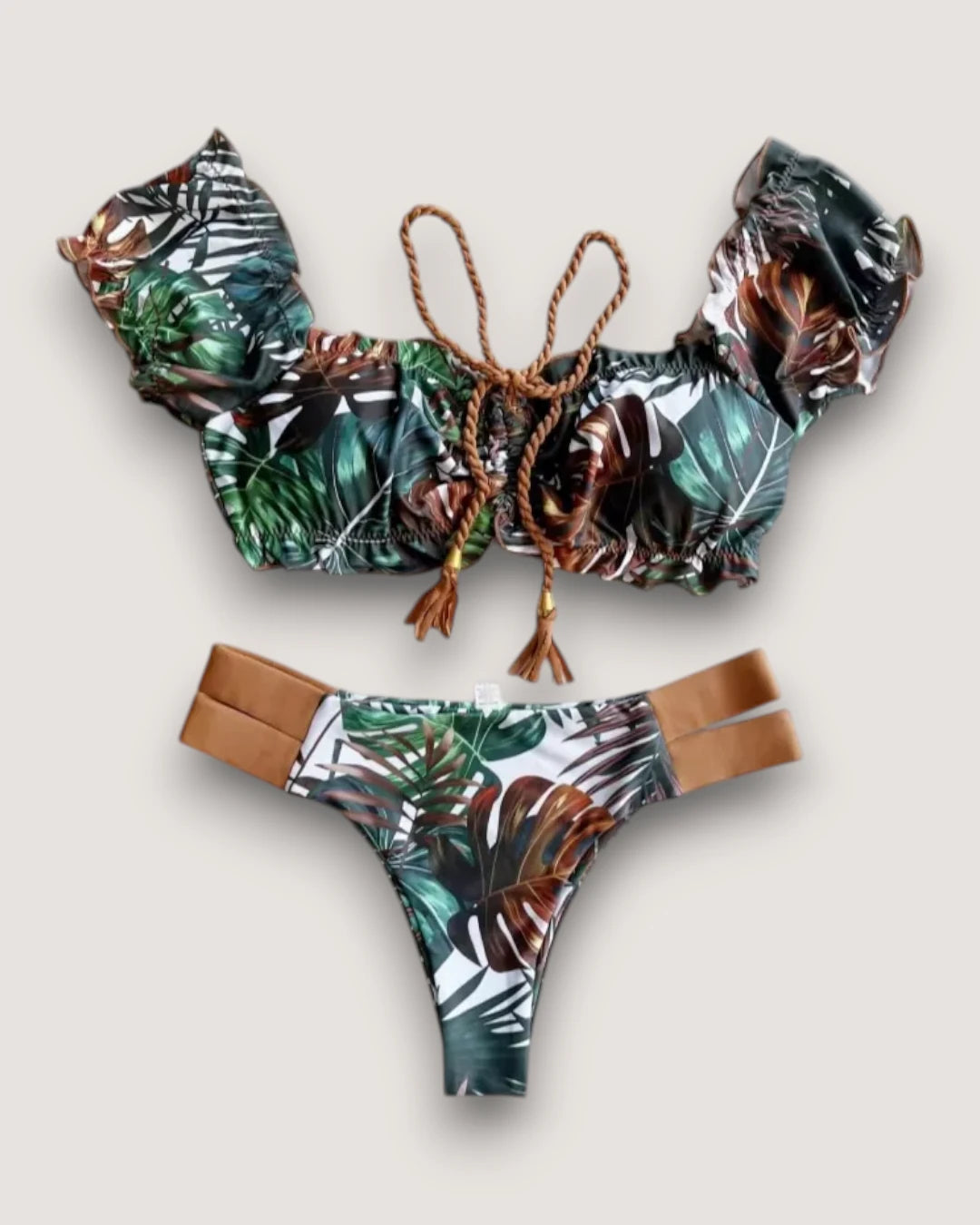 Ribbed Ruffle Bikini Set - Voldara