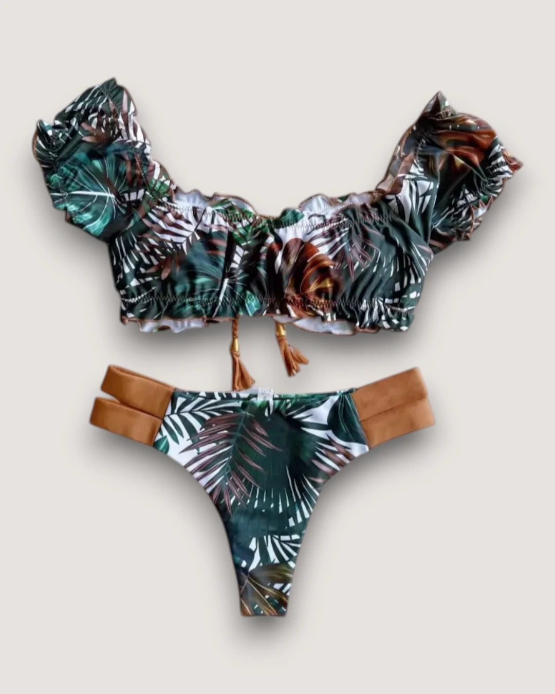 Ribbed Ruffle Bikini Set - Voldara