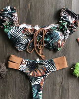 Ribbed Ruffle Bikini Set - Voldara