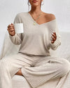 Ribbed V-Neck Pyjama Set - Voldara