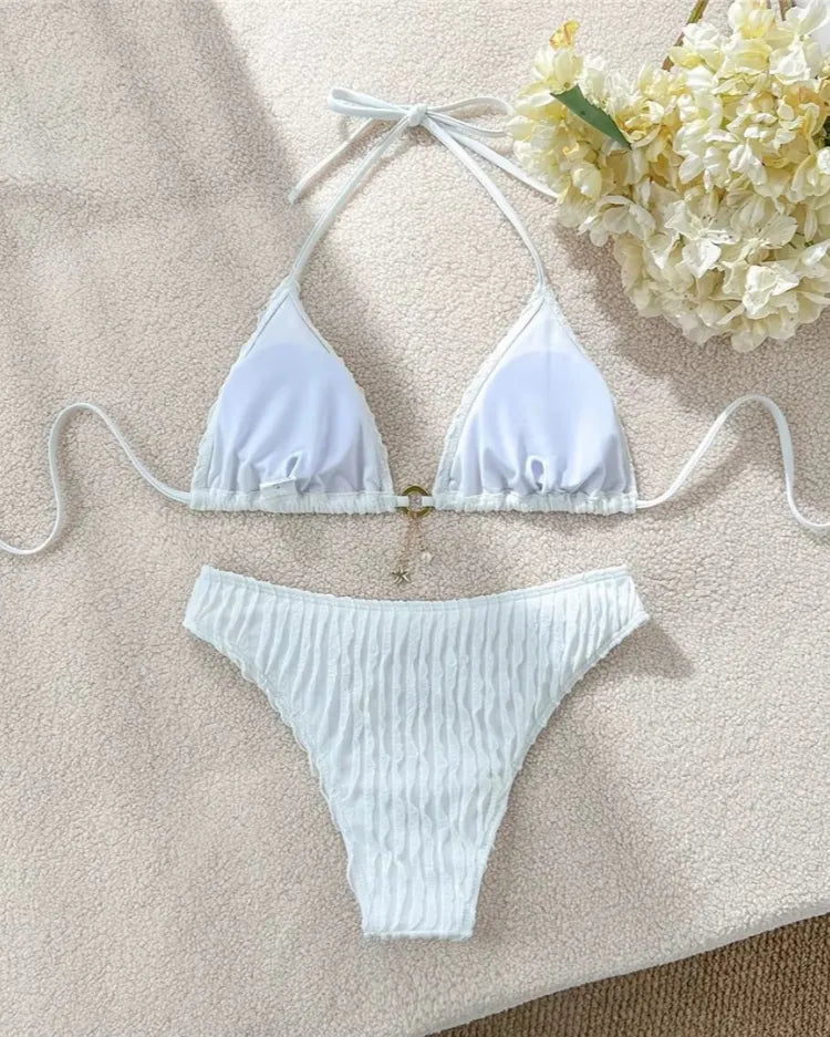 Ruched Halter Bikini Set - Voldara
