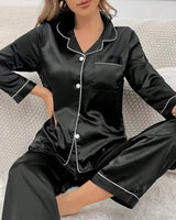 Satin Long Sleeve Pyjama Set - Voldara